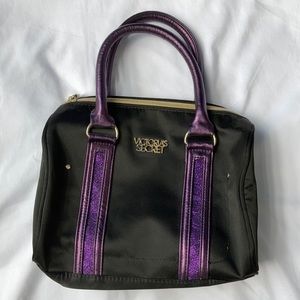 Victoria secret black and purple vanity bag - small to medium size